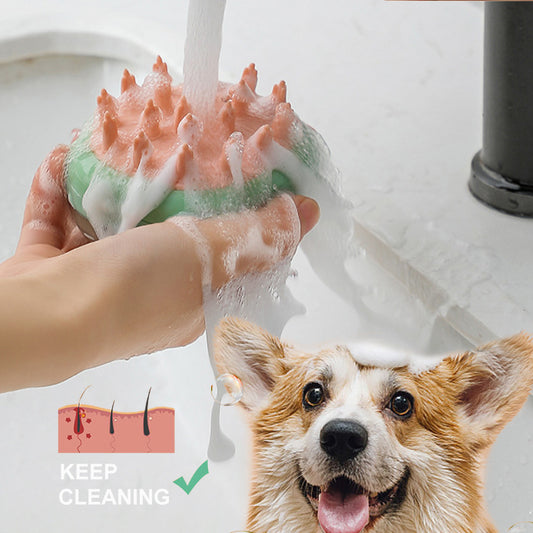 New 2 In 1 Pet Cat Dog Cleaning Bathing Massage Shampoo & Soap
